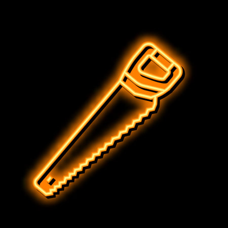 saw equipment neon glow icon illustrationのイラスト素材