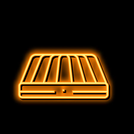 inflatable mattress neon glow icon illustrationのイラスト素材