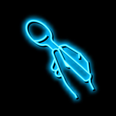 teaspoon utensil neon glow icon illustrationのイラスト素材