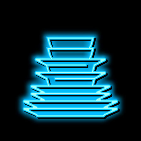 dinnerware plates neon glow icon illustrationのイラスト素材
