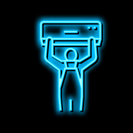 air conditioning installation neon glow icon illustrationのイラスト素材