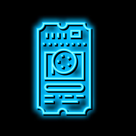 ticket cinema neon glow icon illustrationのイラスト素材