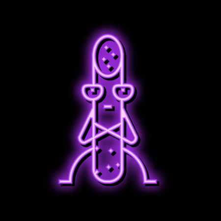 salami meat character neon glow icon illustrationのイラスト素材