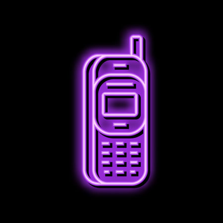 mobile phone technology neon glow icon illustrationのイラスト素材