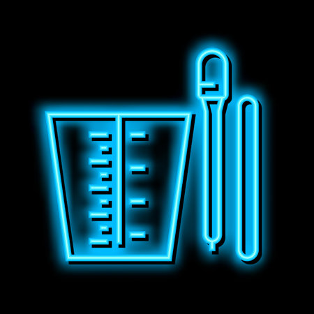 measuring cup and stick tool resin art neon glow icon illustrationのイラスト素材