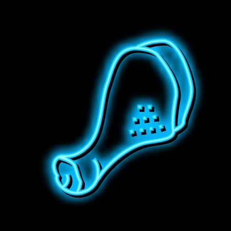 drumstick chicken neon glow icon illustrationのイラスト素材