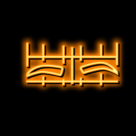 asymmetrical eyebrow features neon glow icon illustrationのイラスト素材
