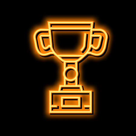 cup golden award neon glow icon illustrationのイラスト素材