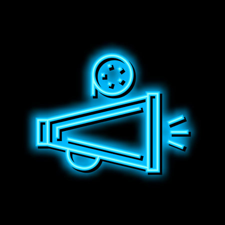 megaphone director tool neon glow icon illustrationのイラスト素材