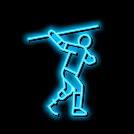 javelin-throwing handicapped athlete neon glow icon illustrationのイラスト素材