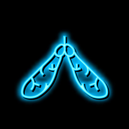 maple tree leaves neon glow icon illustrationのイラスト素材