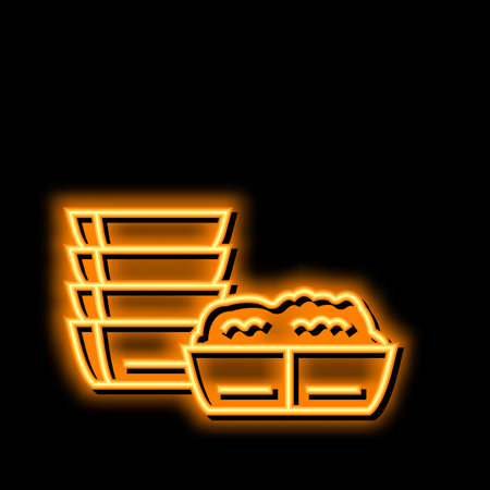 dip fondue neon glow icon illustrationのイラスト素材