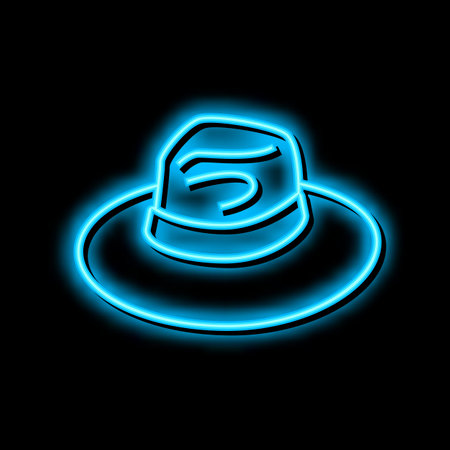 hat head accessory neon glow icon illustrationのイラスト素材