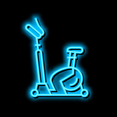 exercise bike neon glow icon illustrationのイラスト素材