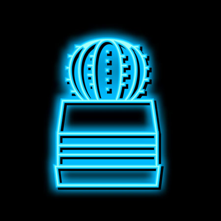 succulent plant neon glow icon illustrationのイラスト素材