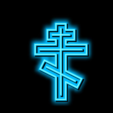 crucifixion christianity neon glow icon illustrationのイラスト素材
