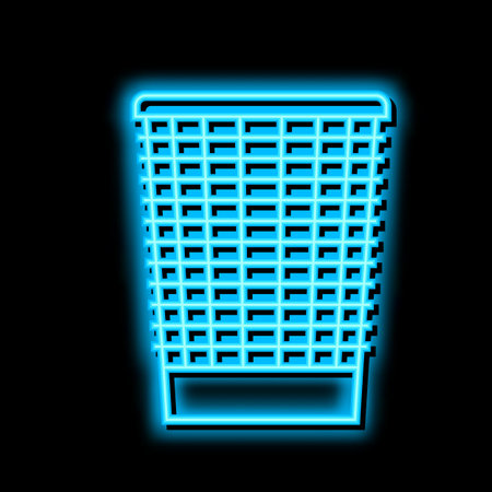 mesh wastebasket trash neon glow icon illustrationのイラスト素材