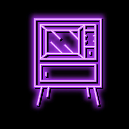 television retro gadget neon glow icon illustrationのイラスト素材