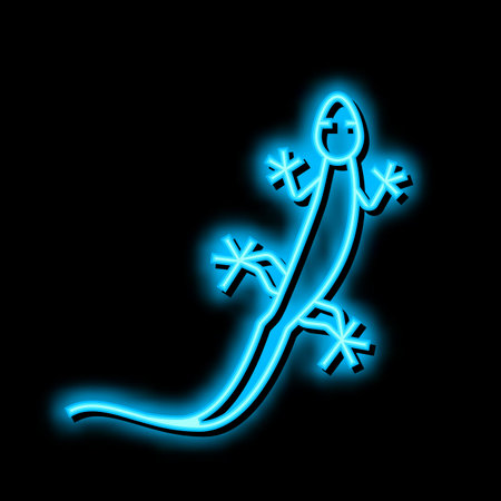 lizard wild animal neon glow icon illustrationのイラスト素材
