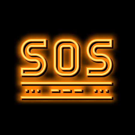 sos signal neon glow icon illustrationのイラスト素材