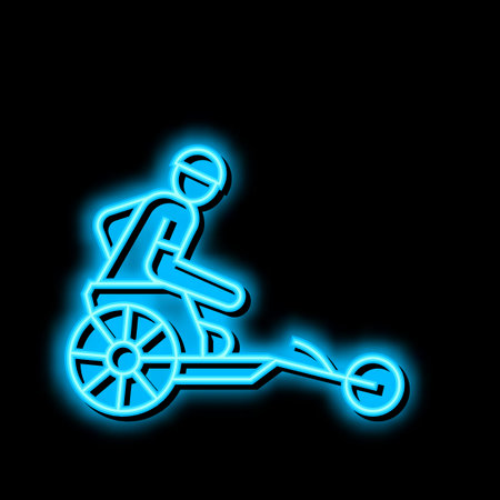 bicycle riding race handicapped athlete neon glow icon illustrationのイラスト素材