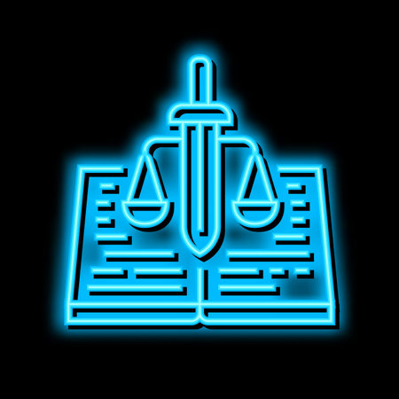 constitution law neon glow icon illustrationのイラスト素材
