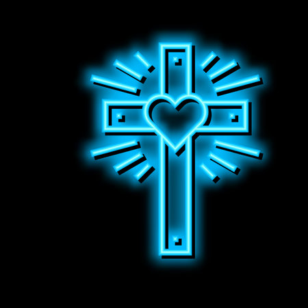 faith christianity neon glow icon illustrationのイラスト素材