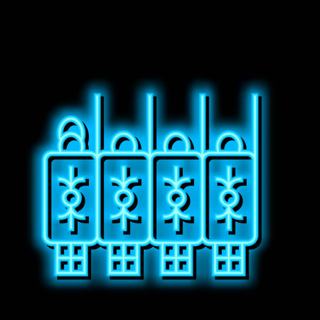 army ancient rome neon glow icon illustrationのイラスト素材