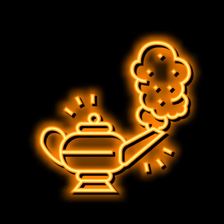 djinn lamp neon glow icon illustrationのイラスト素材