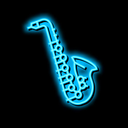 saxophone music instrument neon glow icon illustrationのイラスト素材