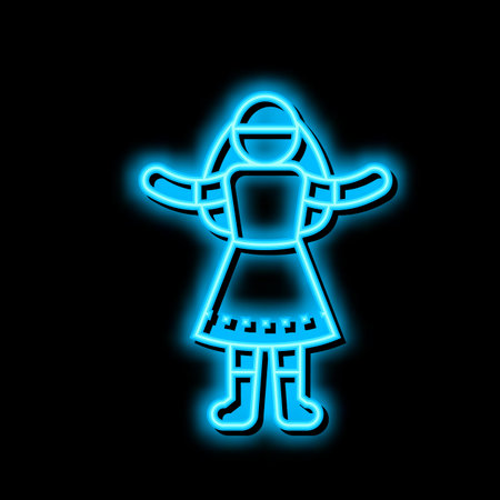 dolls toys neon glow icon illustrationのイラスト素材