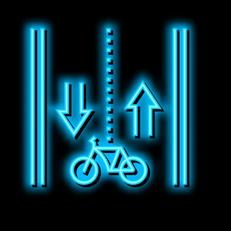 route for riding bicycle neon glow icon illustrationのイラスト素材