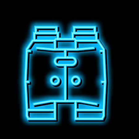 binocular tool neon glow icon illustrationのイラスト素材