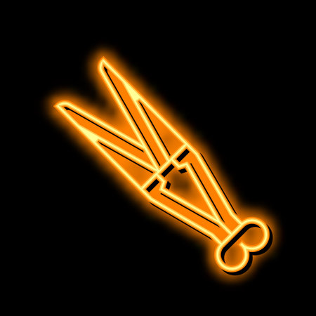 shear sheep hand tool neon glow icon illustrationのイラスト素材