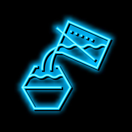filling resin in bowl neon glow icon illustrationのイラスト素材