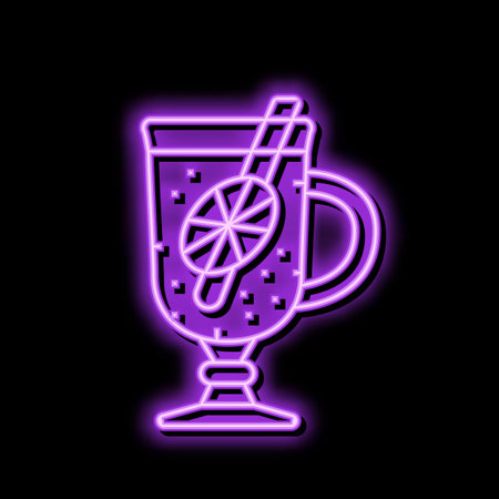 mulled wine autumn neon glow icon illustrationのイラスト素材
