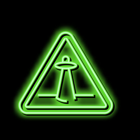 alien abduction warning neon glow icon illustrationのイラスト素材