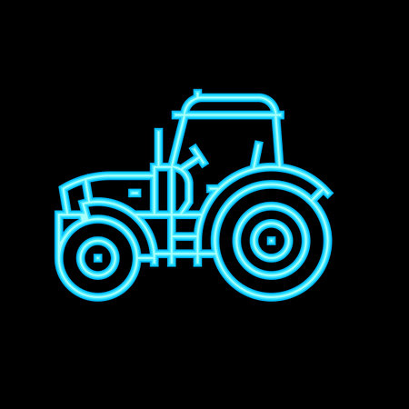tractor farm transport neon glow icon illustrationのイラスト素材