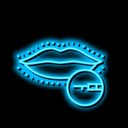 lips surgery neon glow icon illustrationのイラスト素材