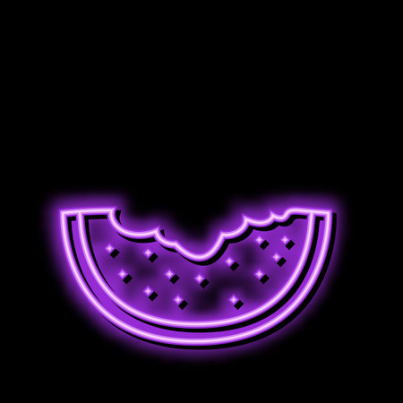 food watermelon neon glow icon illustrationのイラスト素材