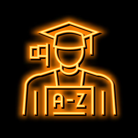student english neon glow icon illustrationのイラスト素材