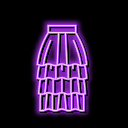 tiered layered skirt neon glow icon illustrationのイラスト素材