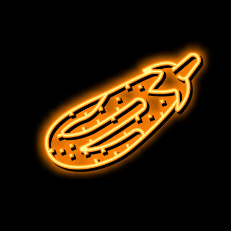 graffiti eggplant neon glow icon illustrationのイラスト素材