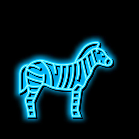 zebra animal in zoo neon glow icon illustrationのイラスト素材