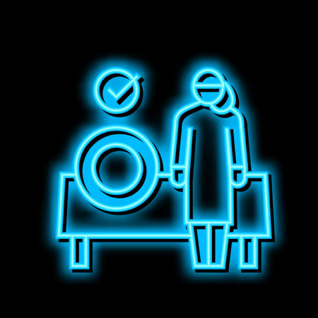 preparing meals babysitter neon glow icon illustrationのイラスト素材