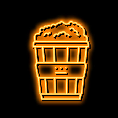 popcorn food neon glow icon illustrationのイラスト素材