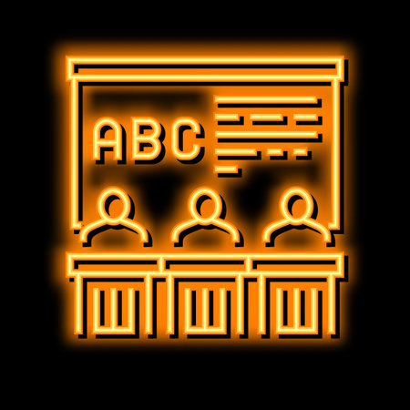 school english neon glow icon illustrationのイラスト素材