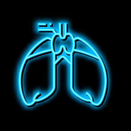thymus endocrinology neon glow icon illustrationのイラスト素材