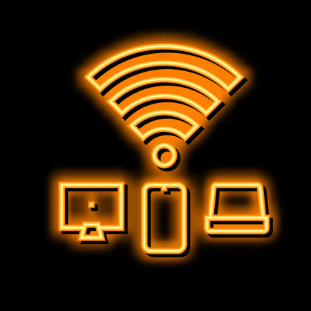 internet connection devices neon glow icon illustrationのイラスト素材