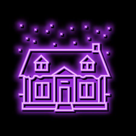 house winter neon glow icon illustrationのイラスト素材